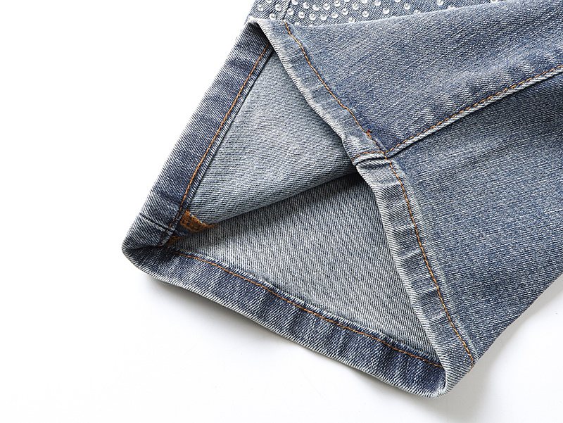 Purple Brand Rhinestone Burst Denim Shorts — detail