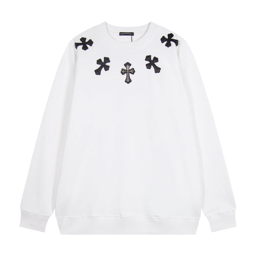 Chrome Hearts Leather Cross Metal Detail Crewneck Sweatshirt — hero