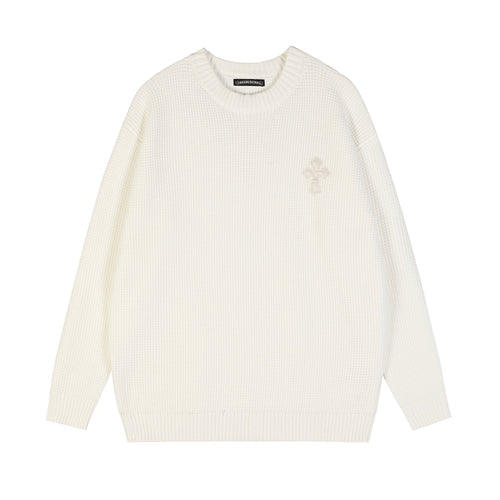 Chrome Hearts Slogan Patch Waffle Knit Crewneck Sweater — hero