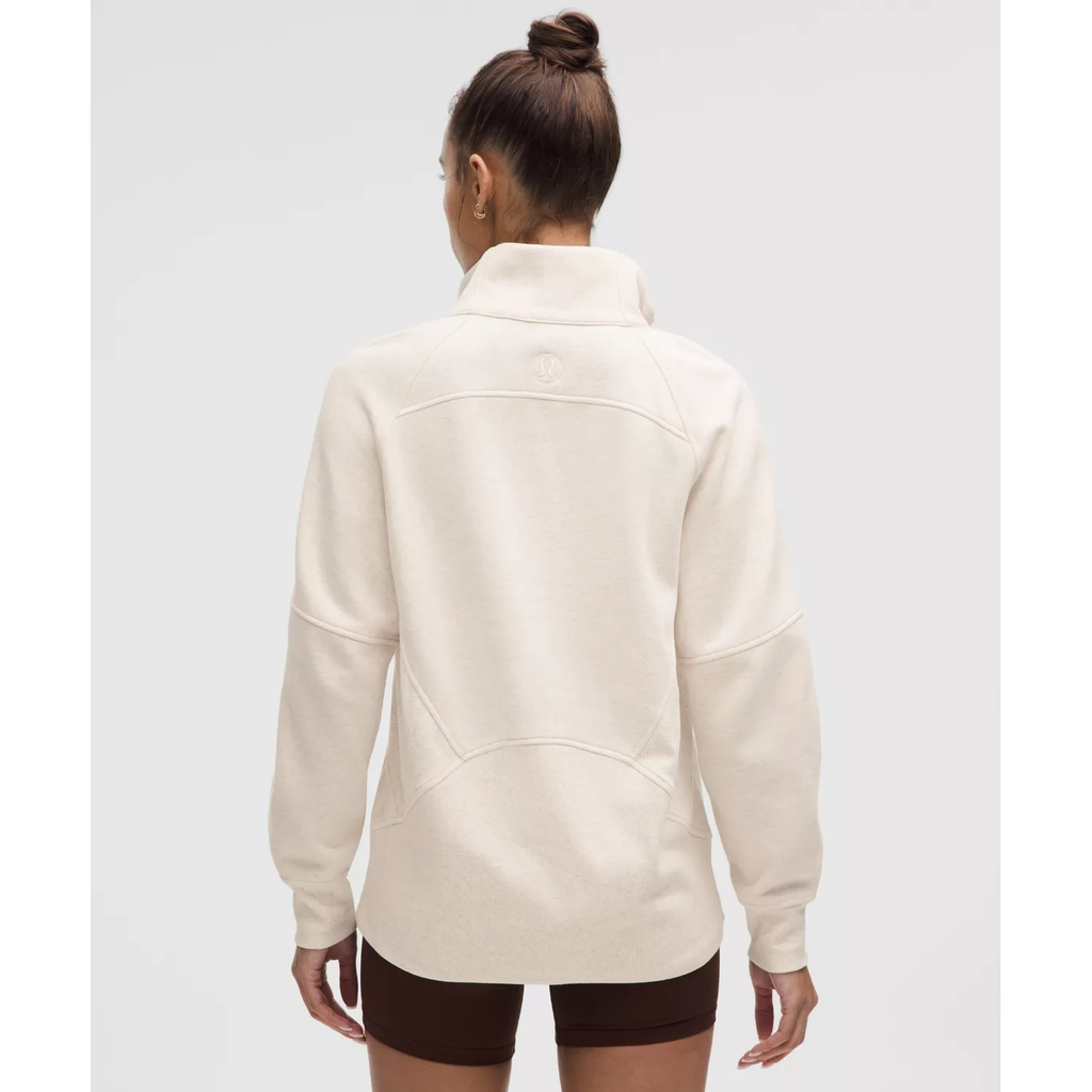Lululemon Women's Scuba Oversized Funnel-Neck Half Zip Long in Heathered Light Ivory/Gold
