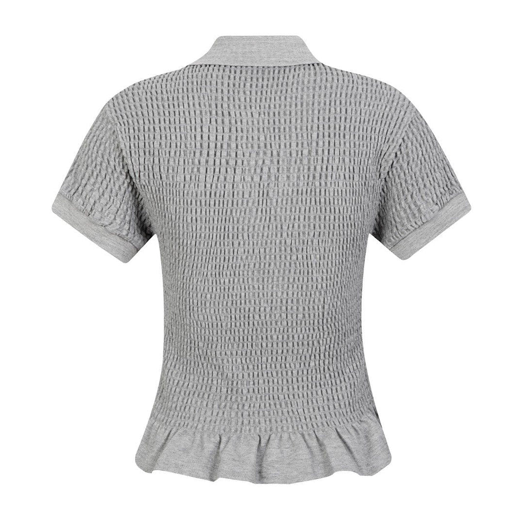 Test2-Ralph Lauren Ruffled-Hem Piqué Polo Top — back